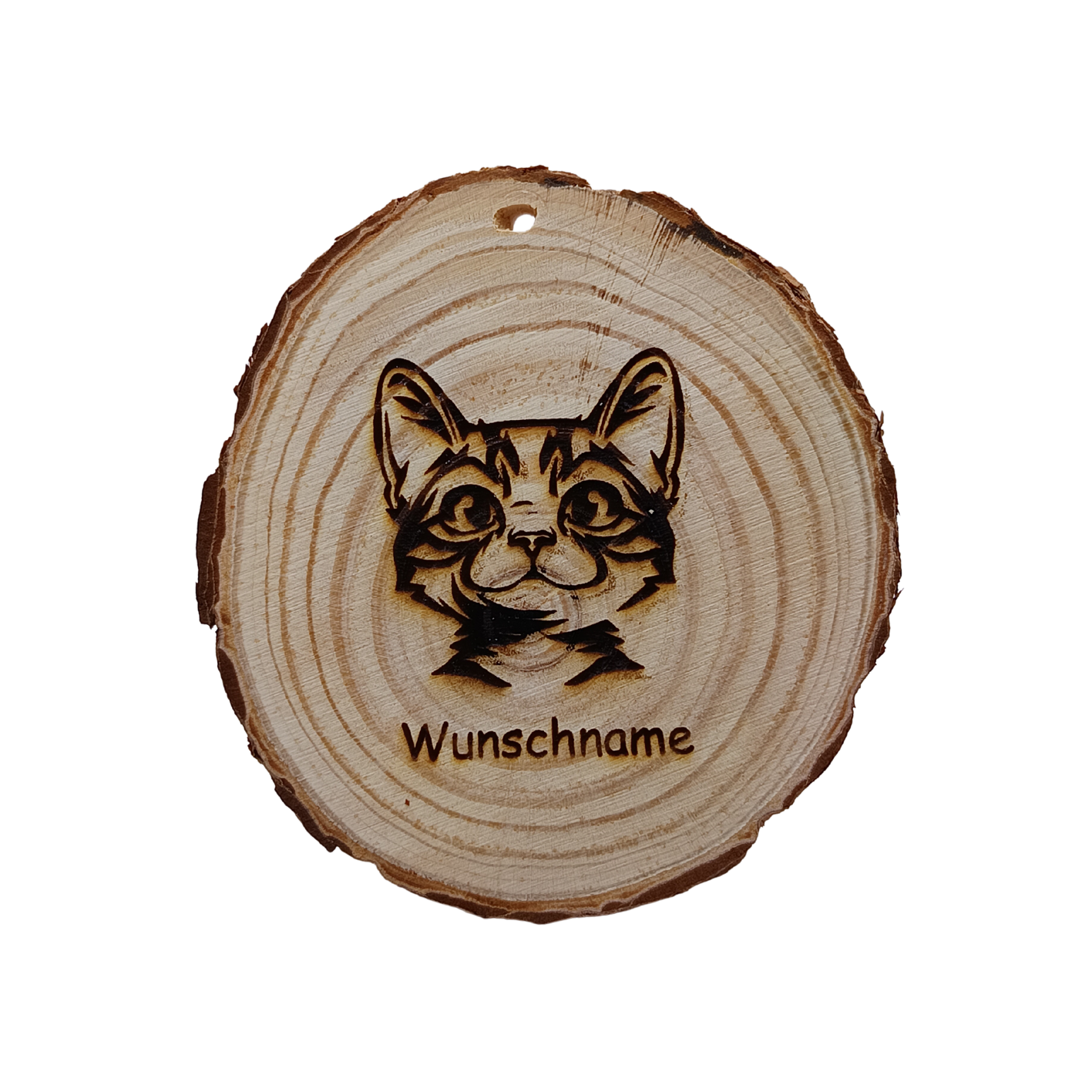Baumscheibe mit Katze und Wunschname