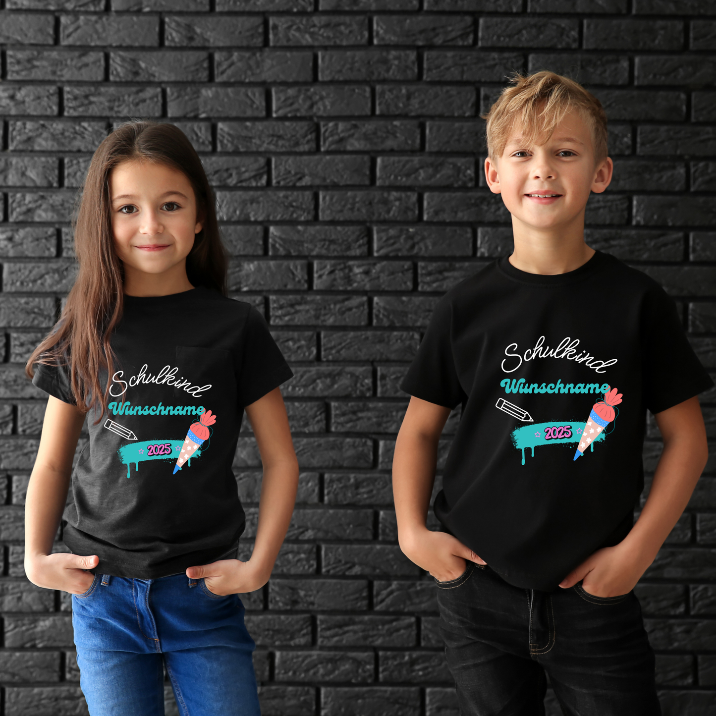 T-Shirt Kids zur Einschulung 2025 mit Wunschname