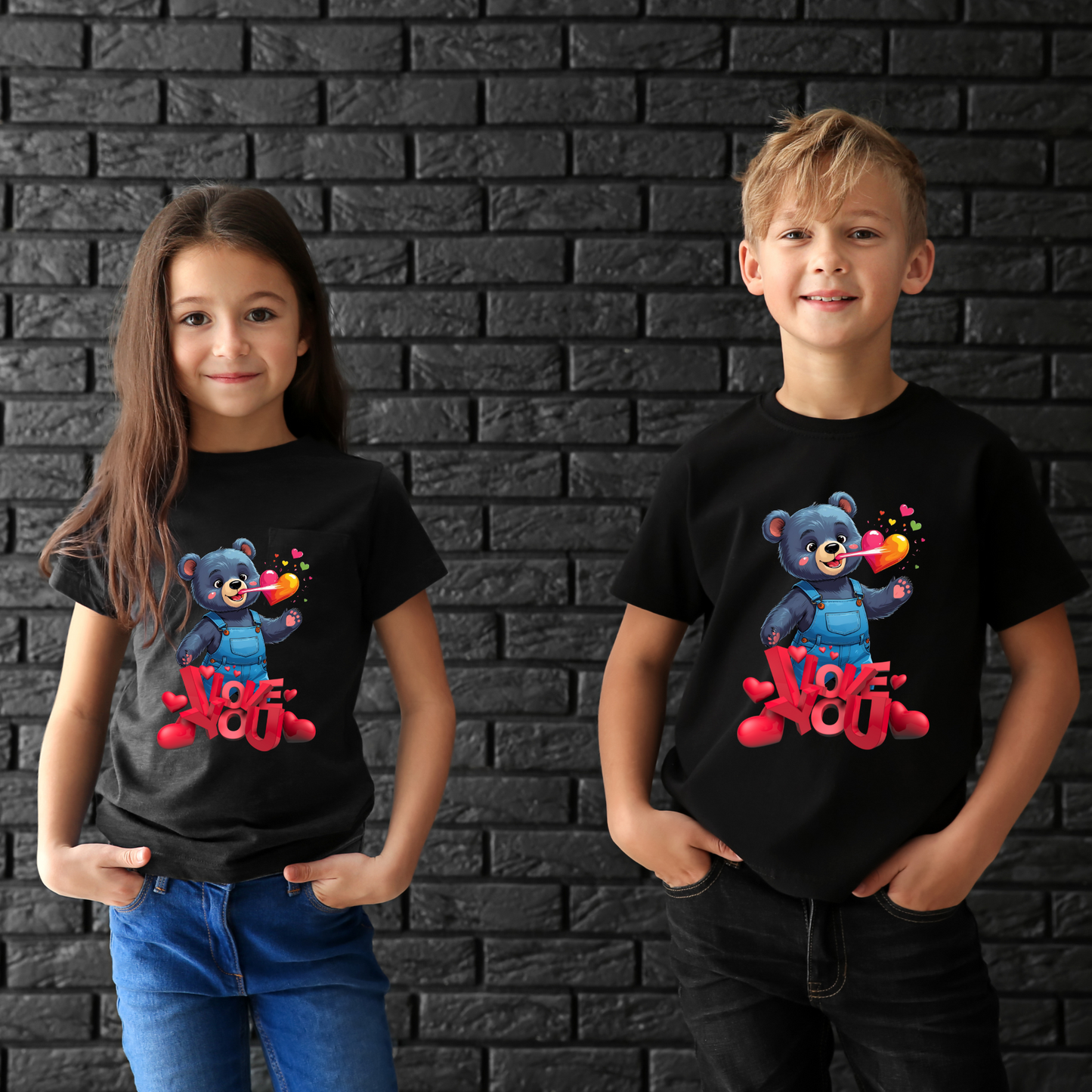 T-Shirt Kids mit Motiv Bär und Spruch I LOVE YOU