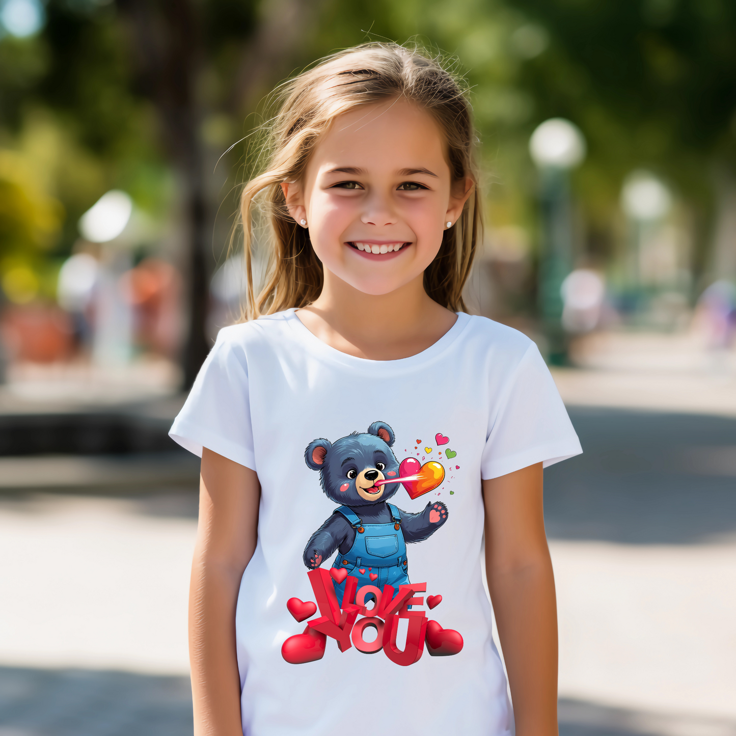 T-Shirt Kids mit Motiv Bär und Spruch I LOVE YOU