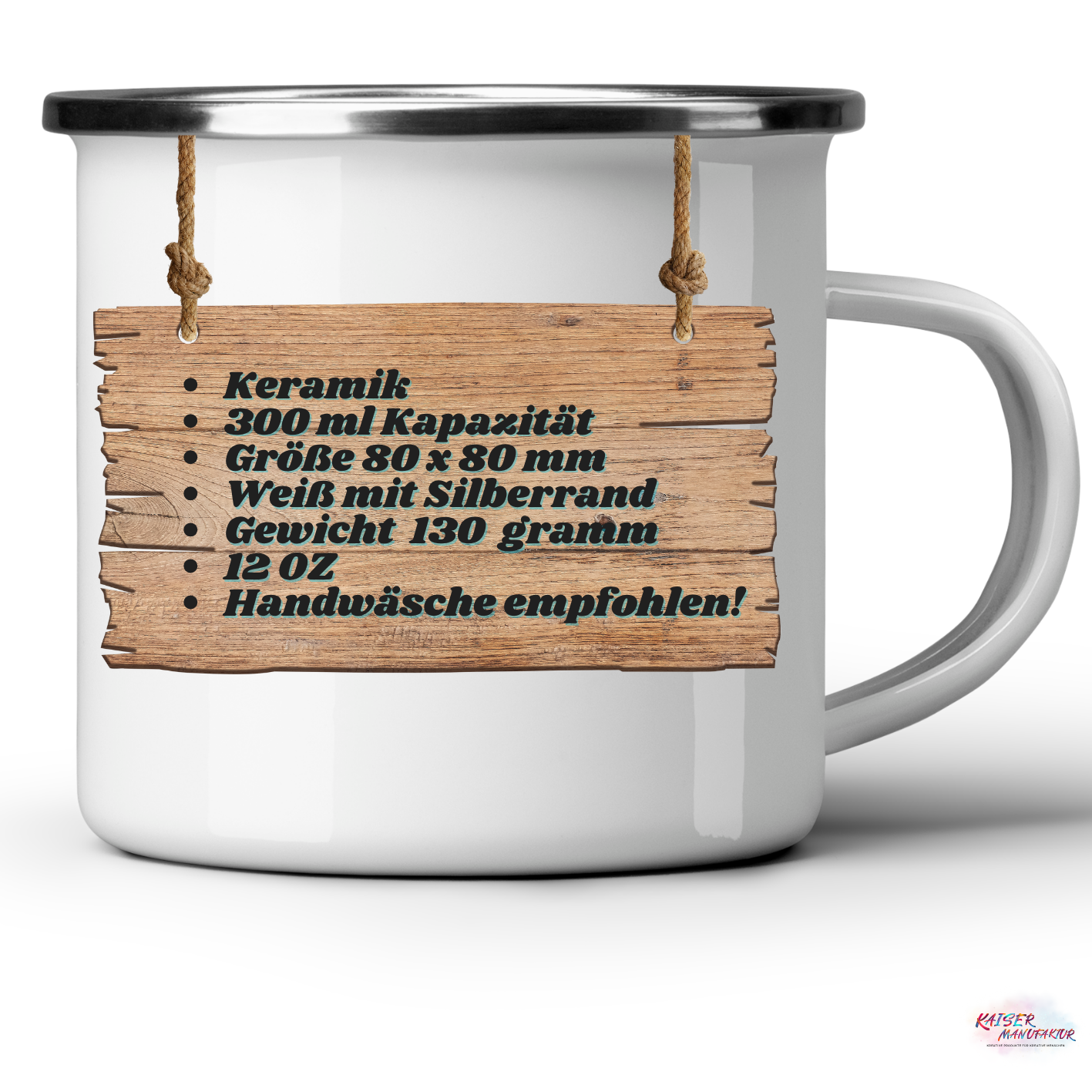 Emaille-Tasse mit Teddybär und Wunschname