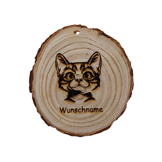 Baumscheibe mit Katze und Wunschname