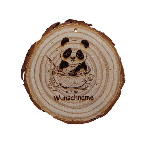 Baumscheibe mit Panda und Wunschname