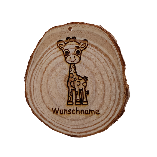 Baumscheibe mit Giraffe und Wunschname