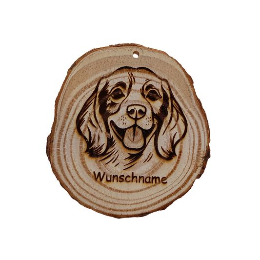 Baumscheibe mit Hund und Wunschname