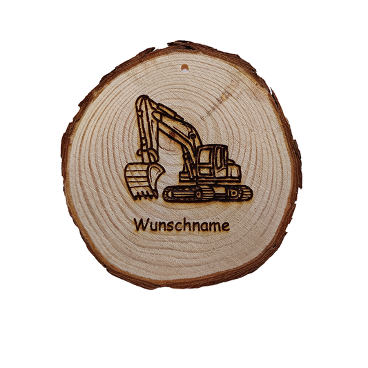 Baumscheibe mit Bagger und Wunschname