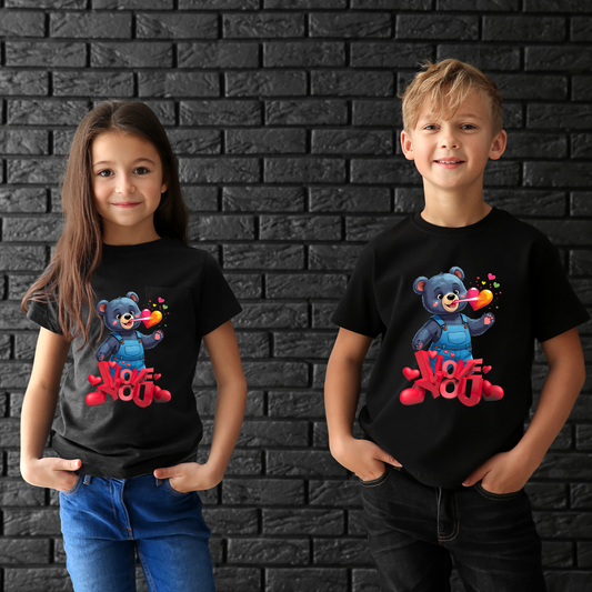 T-Shirt Kids mit Motiv Bär und Spruch I LOVE YOU