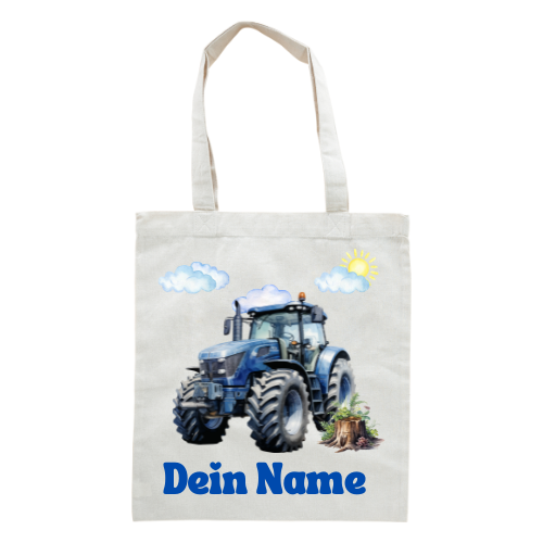 Stofftasche mit Aufdruck Traktor und Wunschname